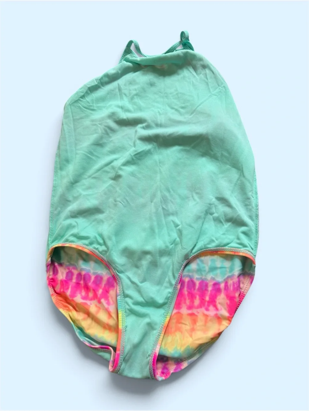 Kids' Multicolor Tie-Dye One-Piece Swimsuit with 'FUN' Sequin Detail